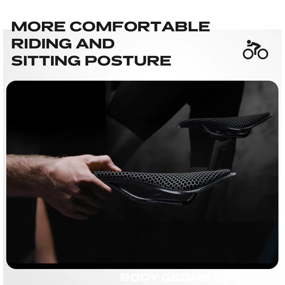 RYET 3D Printed Bike Saddle Carbon Fiber Ultralight Hollow Comfortable Breathable MTB Mountain Road Bicycle Cycling Seat