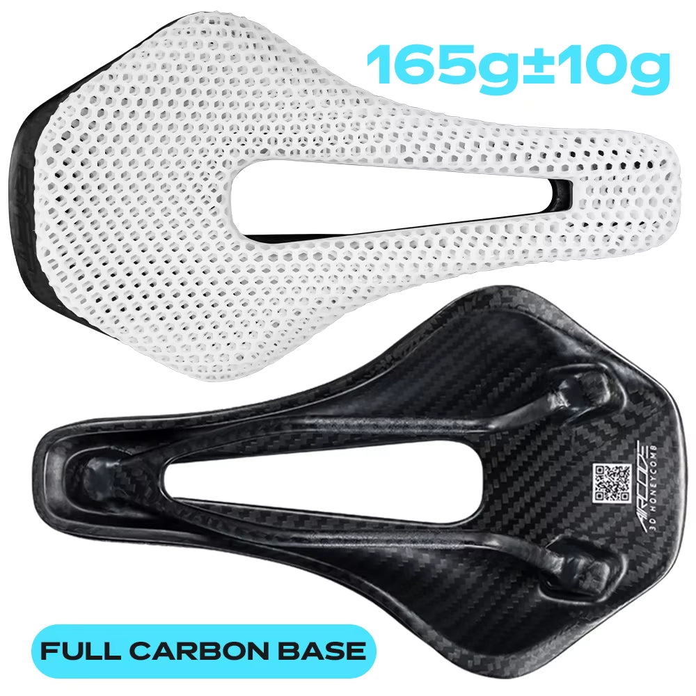 RYET 3D Printed Bike Saddle Carbon Fiber Ultralight Hollow Comfortable Breathable MTB Mountain Road Bicycle Cycling Seat