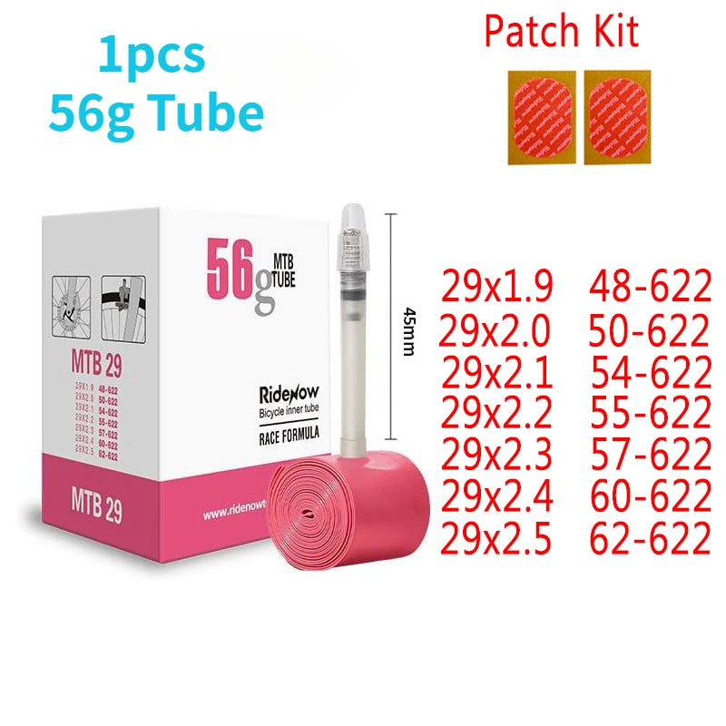 Ridenow TPU Bike Inner Tube 700C X18 23 25 28 32 35 37 40C MTB Gravel Ultralight Bicycle Tire 26 /27.5 /29 Inch with Patch Kit