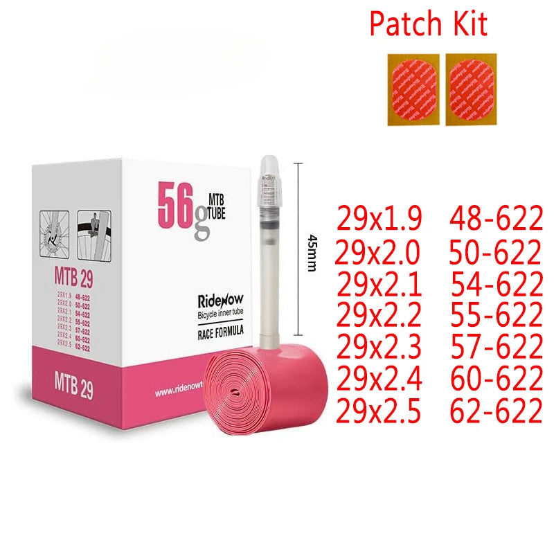 Ridenow TPU Bike Inner Tube 700C X18 23 25 28 32 35 37 40C MTB Gravel Ultralight Bicycle Tire 26 /27.5 /29 Inch with Patch Kit