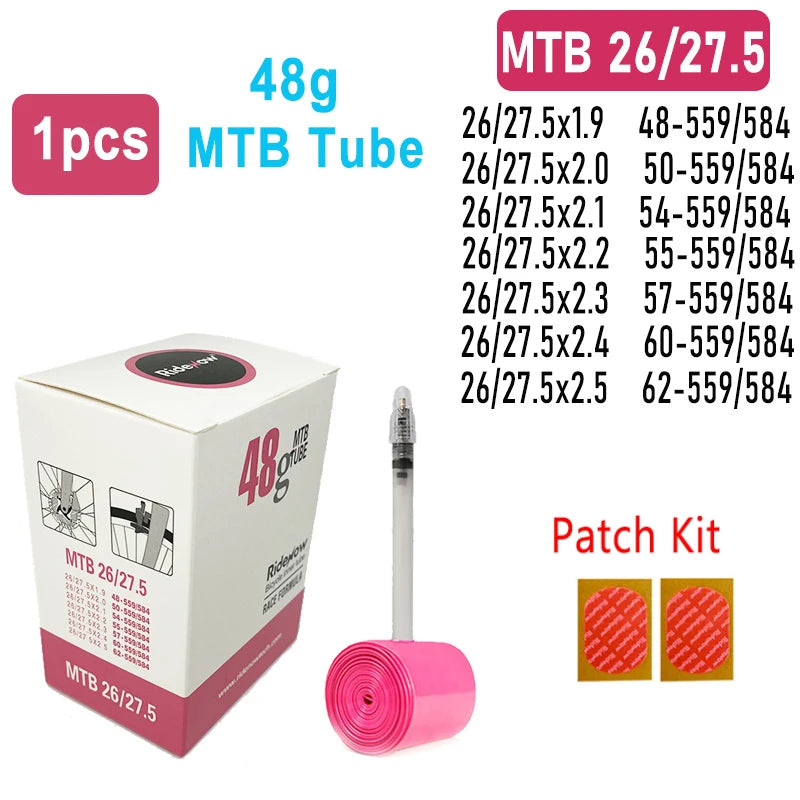 Ridenow TPU Bike Inner Tube 700C X18 23 25 28 32 35 37 40C MTB Gravel Ultralight Bicycle Tire 26 /27.5 /29 Inch with Patch Kit